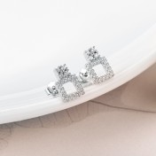 SATN122E100418 韓版S925純銀女生鑲鉆耳釘幾何形時尚個性耳環學生耳飾品地攤貨源