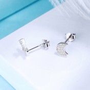 SATN122E100419 S925純銀韓版星月耳釘女輕奢小眾氣質不對稱耳環時尚通勤百搭耳飾