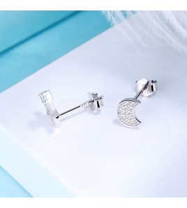 SATN122E100419 S925純銀韓版星月耳釘女輕奢小眾氣質不對稱耳環時尚通勤百搭耳飾