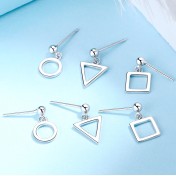 SATN122E100420 925純銀日韓百搭簡約幾何耳環韓國正方形三角形圓形耳釘