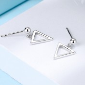 SATN122E100420 925純銀日韓百搭簡約幾何耳環韓國正方形三角形圓形耳釘