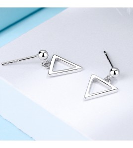 SATN122E100420 925純銀日韓百搭簡約幾何耳環韓國正方形三角形圓形耳釘
