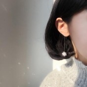 SATN122E100422 S925銀水晶冰花耳環女氣質韓國甜美簡約雪花耳釘耳線耳墜耳飾品