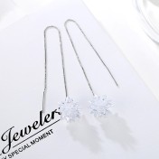 SATN122E100422 S925銀水晶冰花耳環女氣質韓國甜美簡約雪花耳釘耳線耳墜耳飾品