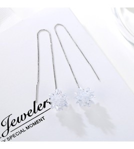 SATN122E100422 S925銀水晶冰花耳環女氣質韓國甜美簡約雪花耳釘耳線耳墜耳飾品