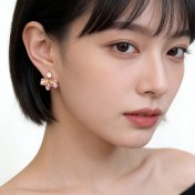 HELN124100007 溫柔甜美可愛粉小馬高顏值S925銀針鋯石彩繪琺瑯滴釉耳飾耳環