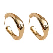 HELN124100008 高級感極簡幾何素圈設計感耳環法式簡約金屬感亮面百搭耳飾耳釘女