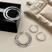 HELN124100014 2025年圓形幾何百搭耳圈高級感時尚素圈耳環女輕奢小眾設計感耳飾