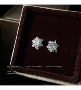 HELN124100018 高品微鑲鋯石很亮很閃迷你版 925銀針耳釘女氣質簡約日常通勤耳飾