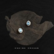 HELN124100019 海藍寶鋯石925銀針小巧簡約時尚通勤輕奢風百搭耳釘 氣質