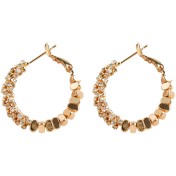 HELN124100026 高級感輕奢風鑲鉆電鍍14K簡約百搭時尚圓形幾何耳環