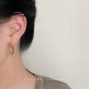 HELN124100026 高級感輕奢風鑲鉆電鍍14K簡約百搭時尚圓形幾何耳環