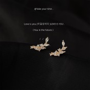 HELN124100027 迷你版微鑲鋯石麥穗鍍14K耳釘小巧可愛清新個性ins飾品女