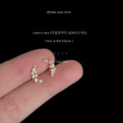 HELN124100027 迷你版微鑲鋯石麥穗鍍14K耳釘小巧可愛清新個性ins飾品女