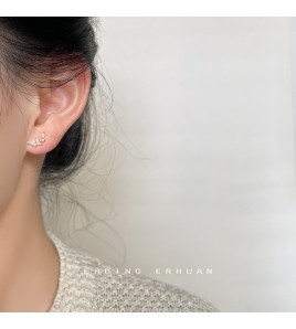 HELN124100027 迷你版微鑲鋯石麥穗鍍14K耳釘小巧可愛清新個性ins飾品女