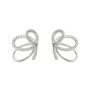 HELN124100028 在逃公主~設計師款微鑲鋯石925銀針甜美蝴蝶結鏤空耳飾女耳釘