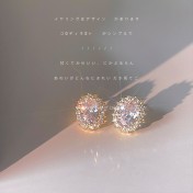 HELN124100029 爆閃~微鑲鋯石925銀針鍍14K鵝蛋形狀耳釘 網紅氣質高級感耳飾耳環