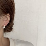 HELN124100031 鋯石花925銀針鍍14K日韓ins甜美耳飾女耳釘潮耳環