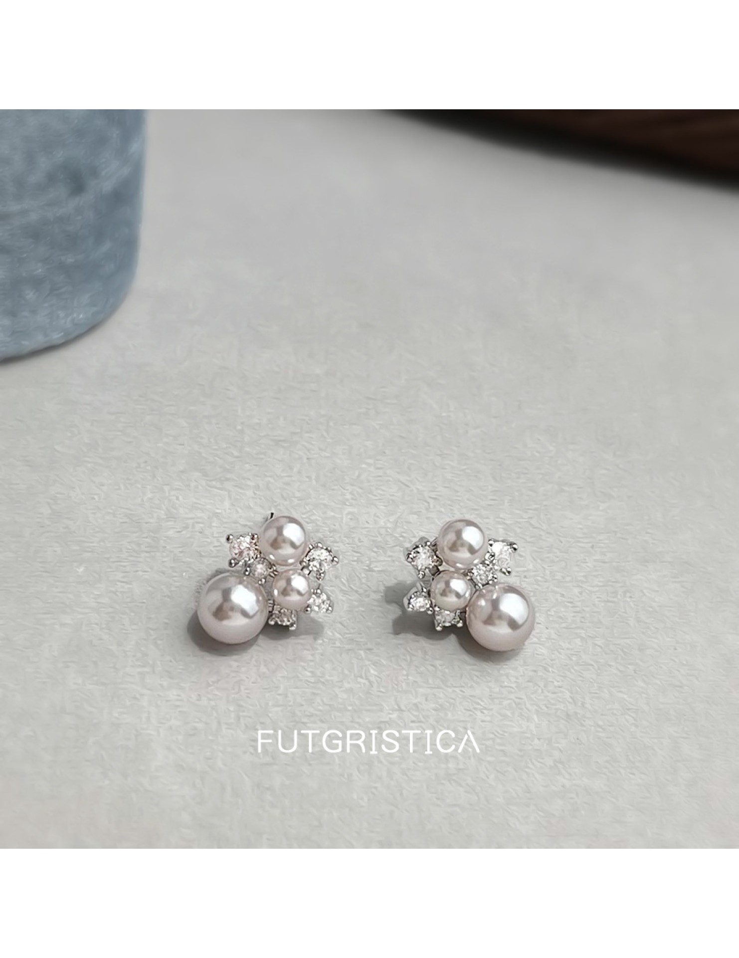 HELN124100032 溫柔顯白曼塔玫瑰色珍珠微鑲鋯石925銀針新款爆款高級感耳飾 耳釘