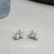 HELN124100032 溫柔顯白曼塔玫瑰色珍珠微鑲鋯石925銀針新款爆款高級感耳飾 耳釘