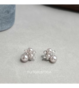 HELN124100032 溫柔顯白曼塔玫瑰色珍珠微鑲鋯石925銀針新款爆款高級感耳飾 耳釘