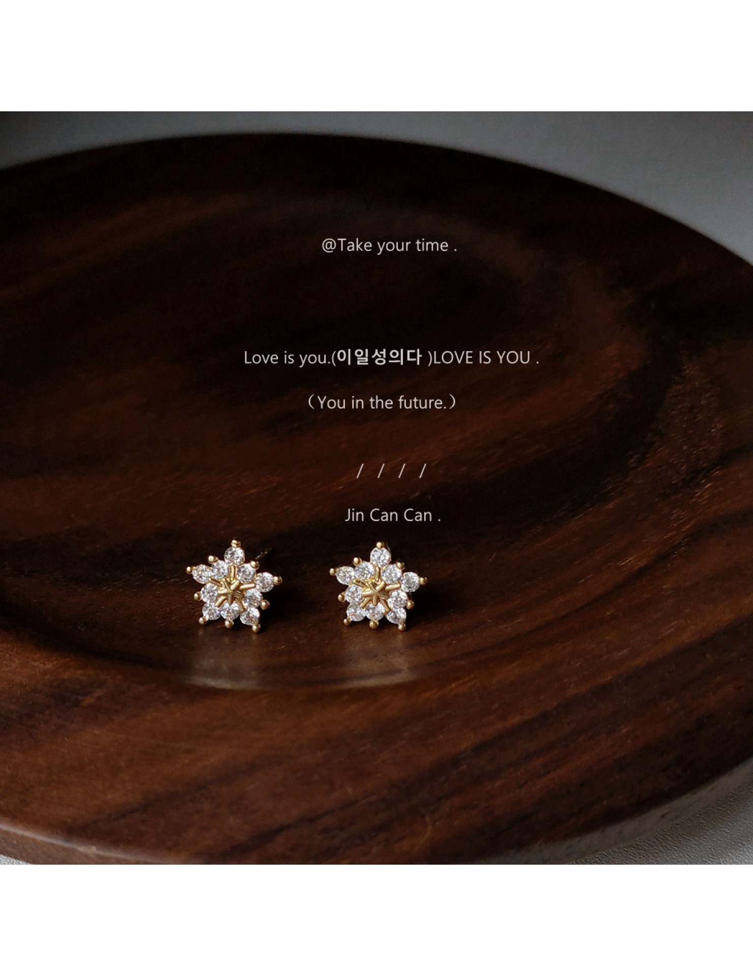 HELN124100033 「夏初雪」925銀針鍍14K雪花鋯石超仙耳釘耳環女耳飾