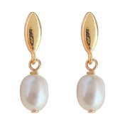 HELN124100034 天然淡水珍珠手工耳釘925銀針鍍14K迷你小巧簡約耳環