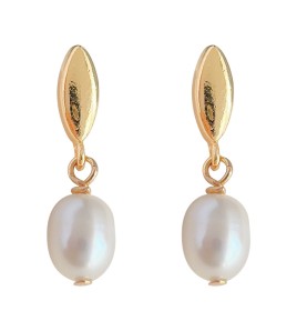 HELN124100034 天然淡水珍珠手工耳釘925銀針鍍14K迷你小巧簡約耳環