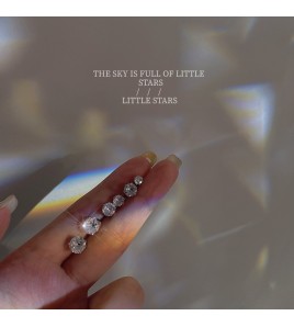 HELN124100035 睡覺不用摘的耳釘！!超閃一粒鉆鋯石s925銀耳骨釘簡約小巧耳飾女