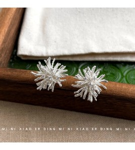 HELN124100037 春天925銀針蒲公英藝術氣息設計師款簡約新款耳釘