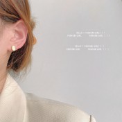 HELN124100038 迷你版~925銀針鍍14K玻璃貓眼石耳釘女 氣質簡約ins新款 日常耳飾