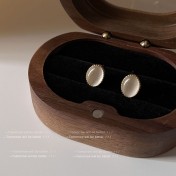 HELN124100038 迷你版~925銀針鍍14K玻璃貓眼石耳釘女 氣質簡約ins新款 日常耳飾