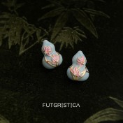 HELN124100039 福祿~設計國潮新中式琺瑯彩繪925銀針荷花葫蘆耳釘女