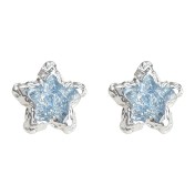 HELN124100040 藍色冰晶~清新甜美五角星925銀針液態耳釘女氣質優雅夏日爆款耳飾
