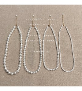 HELN124100041 珍珠項鏈 輕奢法式復古鎖骨鏈新款 高級感頸鏈