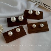 HELN124100043 馬貝面包珍珠質感彩光耳釘時尚通勤高級感輕奢風飾品