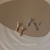 HELN124100045 輕奢風~極簡約一款兩戴925銀針鍍14K水滴耳釘氣質耳飾