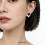 HELN124100046 美拉德風 文藝復古天然石虎眼石925銀針鋯石幾何耳釘新款