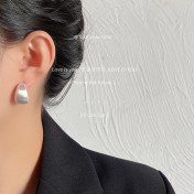 HELN124100047 高級感~925銀針鍍14K拉絲質感簡約時尚水滴耳釘 耳環