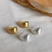 HELN124100047 高級感~925銀針鍍14K拉絲質感簡約時尚水滴耳釘 耳環