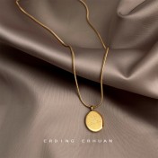 HELN124100093 304不銹鋼鍍18K真金高保色時尚通勤簡約高品質鎖骨鏈字母項鏈