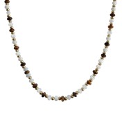 HELN124100139 質感虎眼石項鏈輕奢風高級感貝殼手工氣質百搭新中式頸鏈飾品