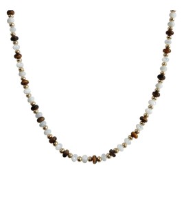 HELN124100139 質感虎眼石項鏈輕奢風高級感貝殼手工氣質百搭新中式頸鏈飾品