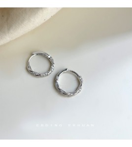 HELN124100155 個性風微鑲鋯石簡約通勤甜酷圓形幾何百搭耳扣女設計師款耳飾