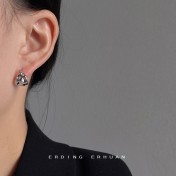 HELN124100233 甜酷風不規則凹凸面幾何耳扣簡約氣質百搭個性飾品女