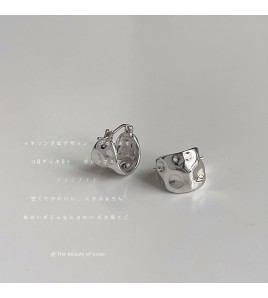 HELN124100233 甜酷風不規則凹凸面幾何耳扣簡約氣質百搭個性飾品女