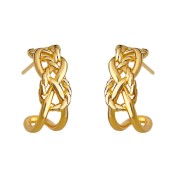 HELN124100282 極簡金屬鏤空寬鏈耳環金色輕奢小眾設計高級感新潮c形耳飾