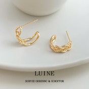 HELN124100282 極簡金屬鏤空寬鏈耳環金色輕奢小眾設計高級感新潮c形耳飾