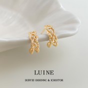 HELN124100282 極簡金屬鏤空寬鏈耳環金色輕奢小眾設計高級感新潮c形耳飾