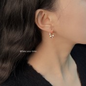 HELN124100285 春天系七彩琺瑯滴釉圓形幾何鍍14K簡約甜美耳扣耳飾新款飾品